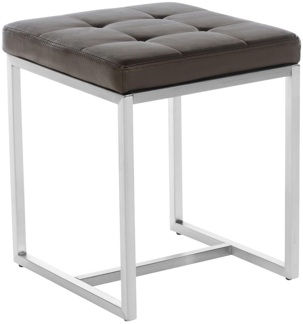 HOCKER Lederlook braun - Edelstahlfarben/Braun, Textil/Metall (40/48/40cm) - CLP