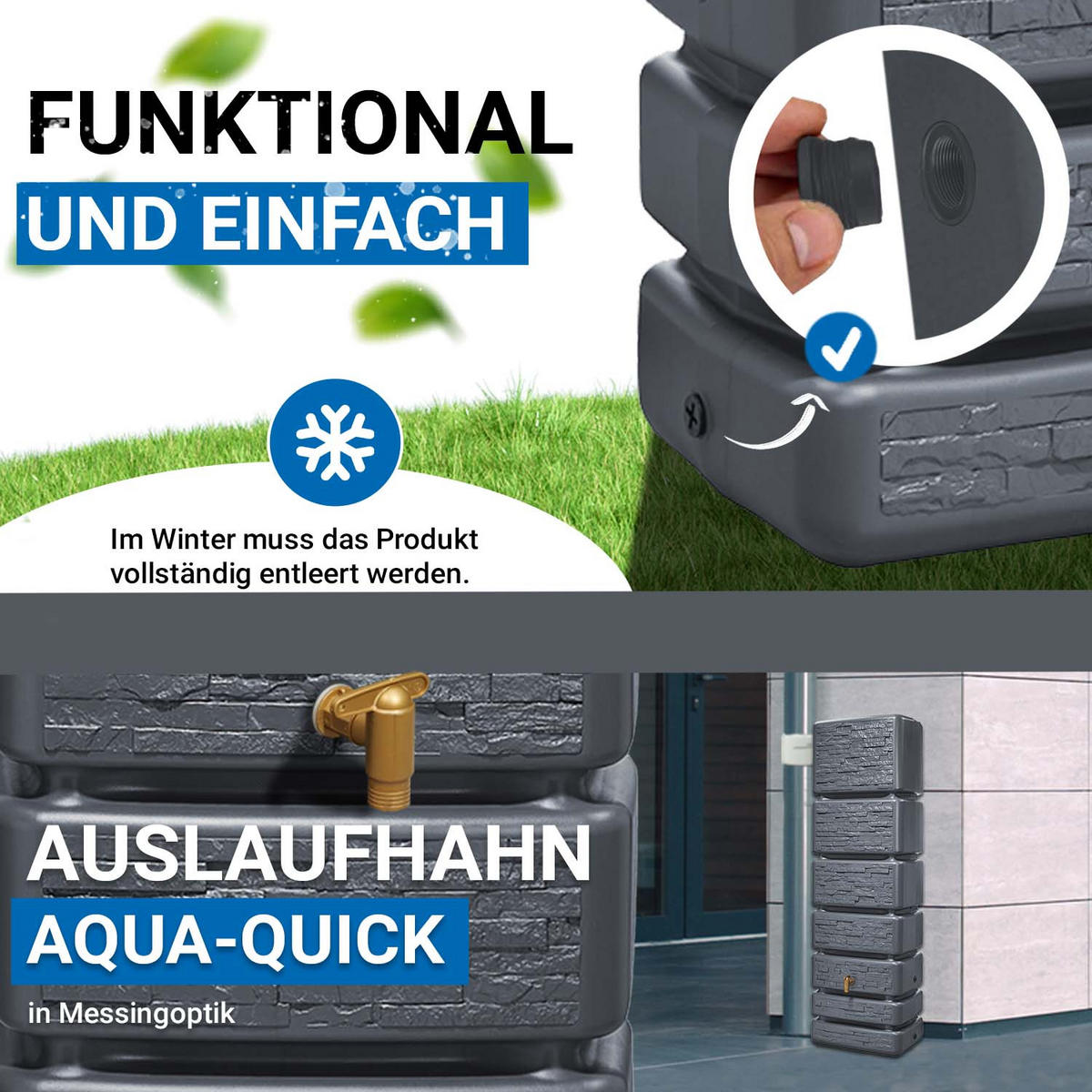 WANDTANK 350 L, graphite grey - Grau, Kunststoff (60/184/39cm) - 4rain