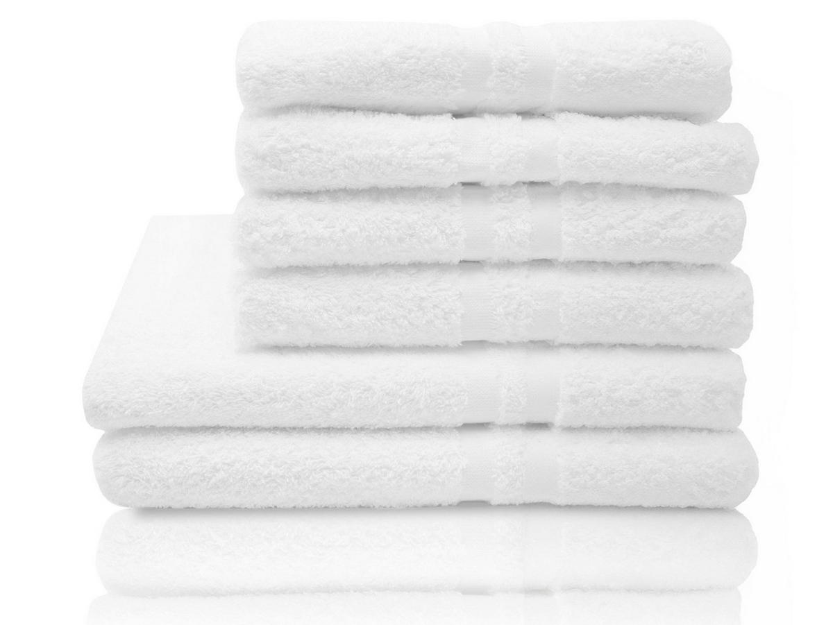 HANDTÜCHER SET, 6er-Set, 50 x 100 + 70 x 140 cm, 100% Baumwolle, Weiß - Weiß, Textil (50/100cm) - Zollner