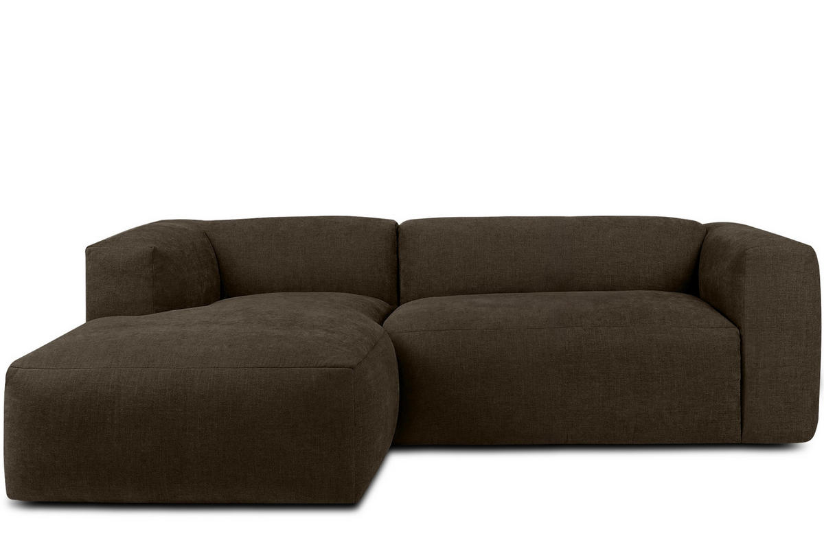 ECKMODULSOFA-LINKS BUFFO 3/4 Sitzer mit extrem weicher Sitzfläche, Gewebestoff, braun - Braun, Textil (237/180cm) - KONSIMO®