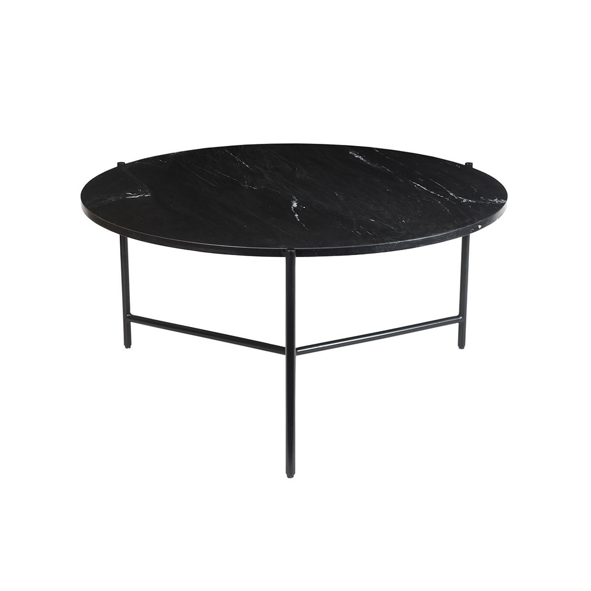 COUCHTISCH Rund Schwarzer Marmor D90 cm BUMCELLO - Schwarz, Stein (90/90/45cm) - Miliboo