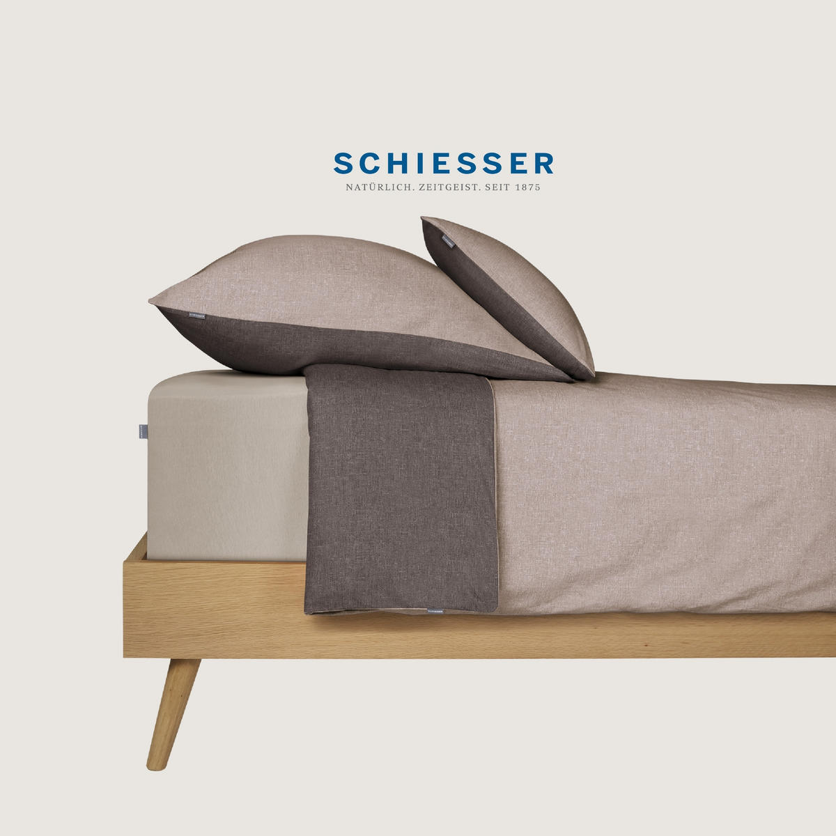 KISSENHÜLLENSET Doubleface - Renforcé - 2-teilig - 40 x 80 cm - Taupe-Dunkelgrau - Dunkelgrau/Braun, Textil (40/80cm) - SCHIESSER
