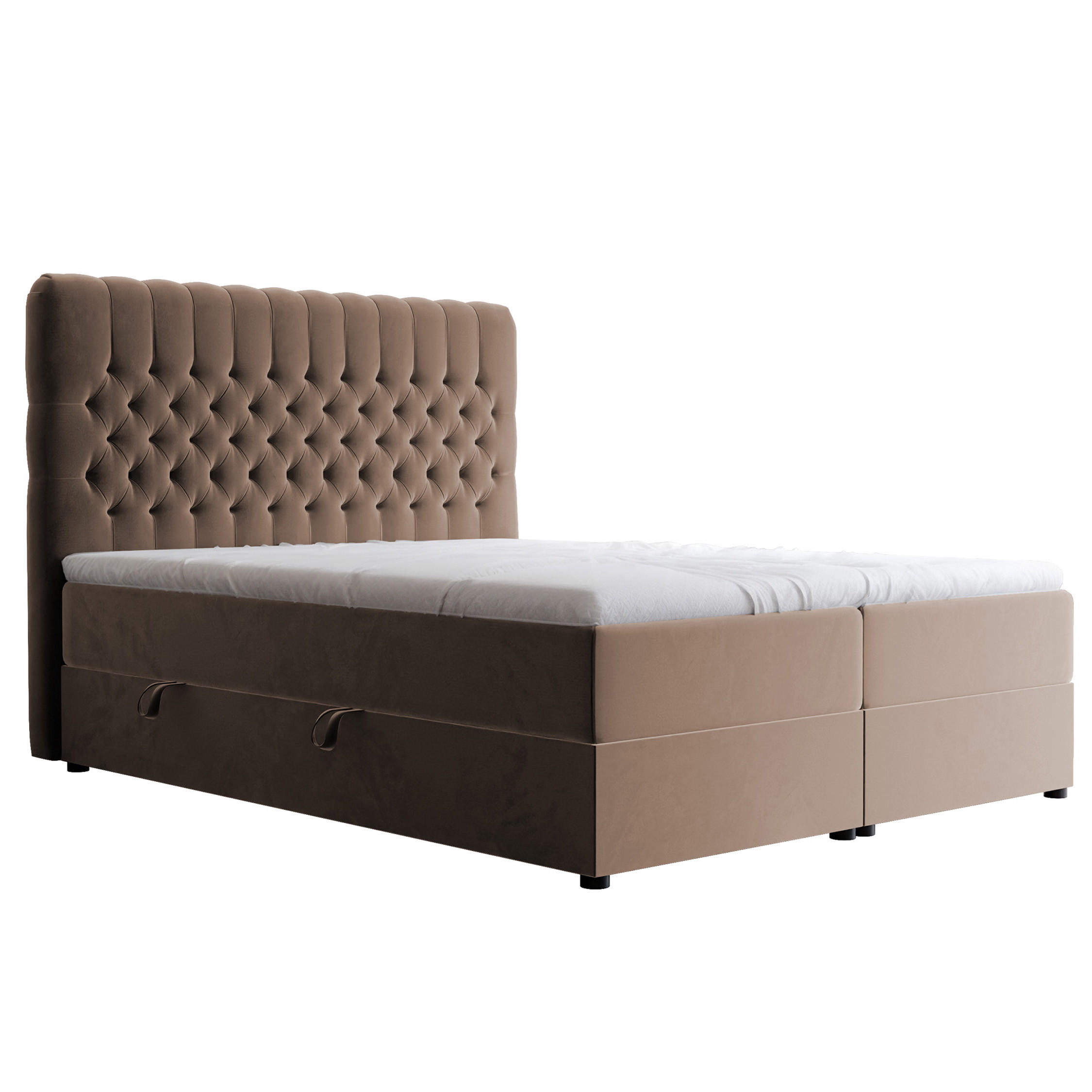 BOXBETT 120x200 cm mit Topper - Braun, Holzwerkstoff/Textil (120/200cm) - Idohome
