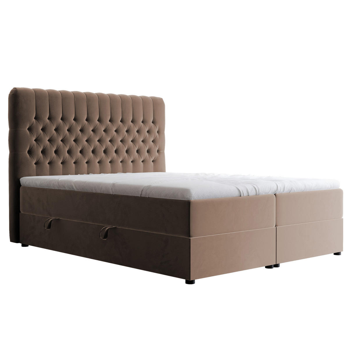 BOXBETT 120x200 cm mit Topper - Braun, Holzwerkstoff/Textil (120/200cm) - Idohome