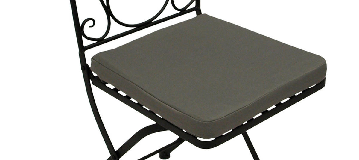 BISTROSET Derby - 5-teilig (4x Klappstuhl, 1x Tisch 60cm rund) aus schwarz pulverbeschichtetem Eisen - Grau, Metall - TPFGarden