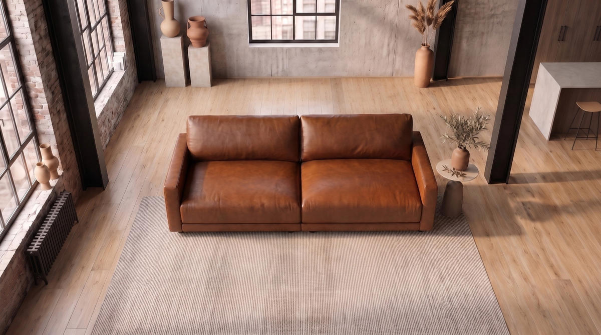 SOFA MARLIN Braun Lederfaserstoff - Dunkelbraun/Schwarz, Leder/Kunststoff (262/80/100cm) - KAWOLA