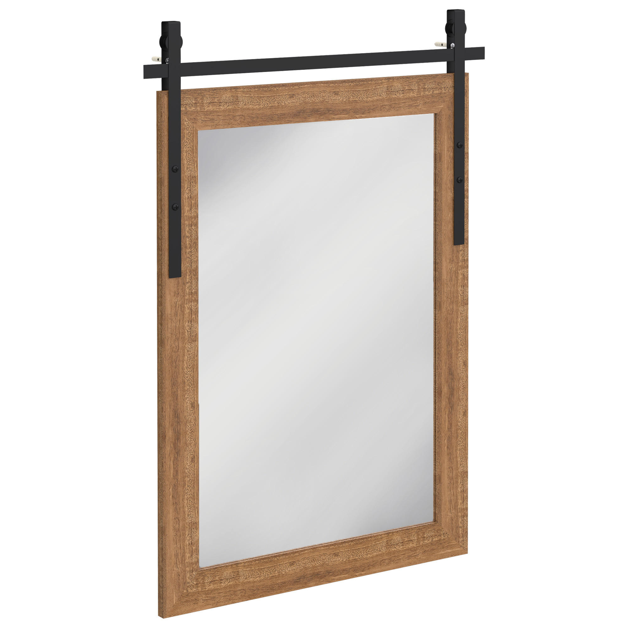 WANDSPIEGEL Gehärtetes Glas MDF Hellbraun - Hellbraun, Holzwerkstoff (2/86.5/61cm) - HOMCOM