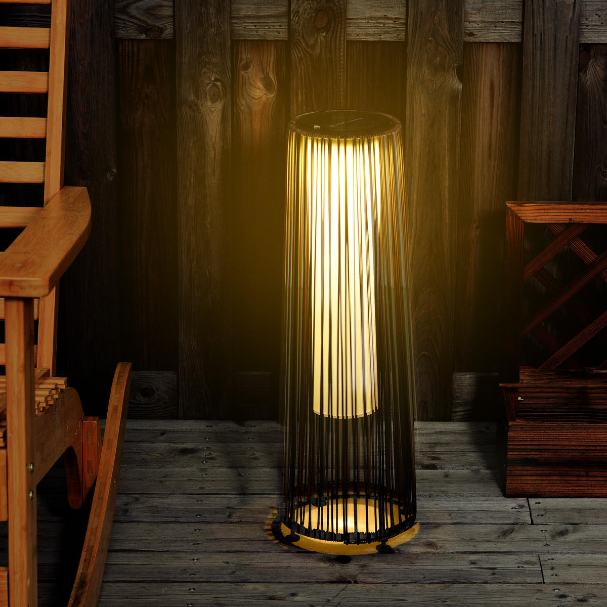 SOLARLAMPE für Balkon, Terrasse, Metall, Braun, 21,5 x 21,5 x 61 cm - Braun, Kunststoff (21.5/21.5/61cm) - Outsunny