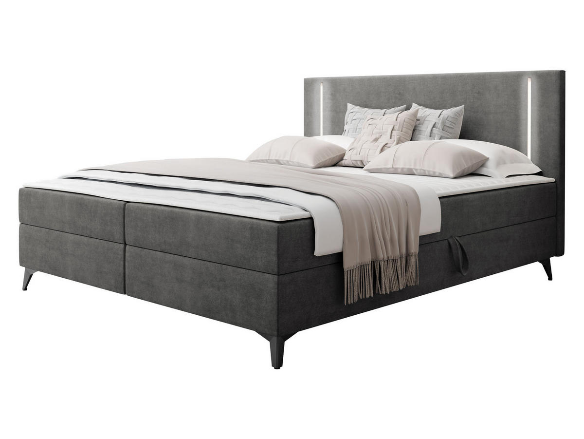 BOXBETT Ono 2 - Schwarz/Grau, Holz/Textil (160/200cm) - MIRJAN24