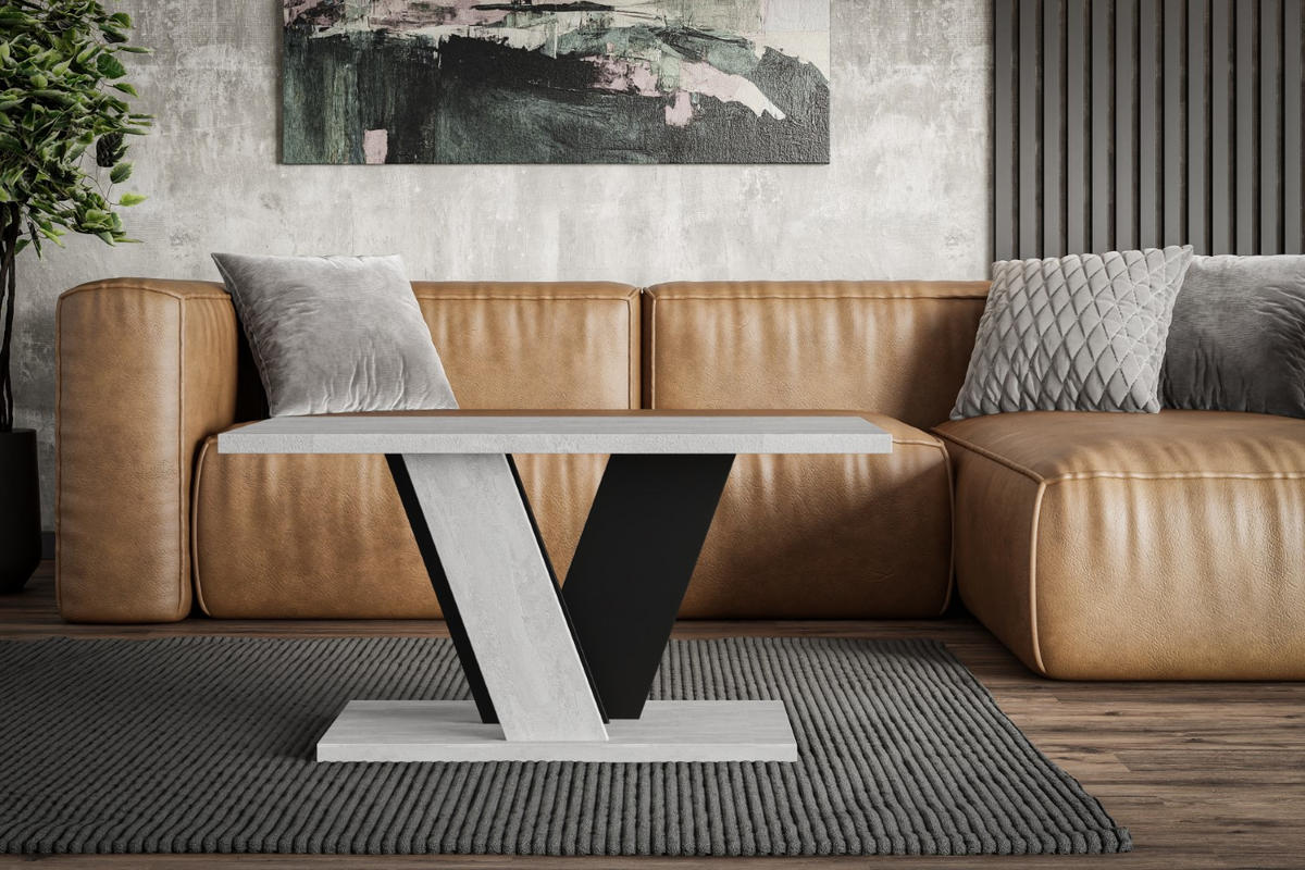 KAFFEETISCH 110x70x60 cm - Betonoptik K350 / Schwarz - INEY - Schwarz, Holzwerkstoff (110/70/60cm) - ALTDECOR