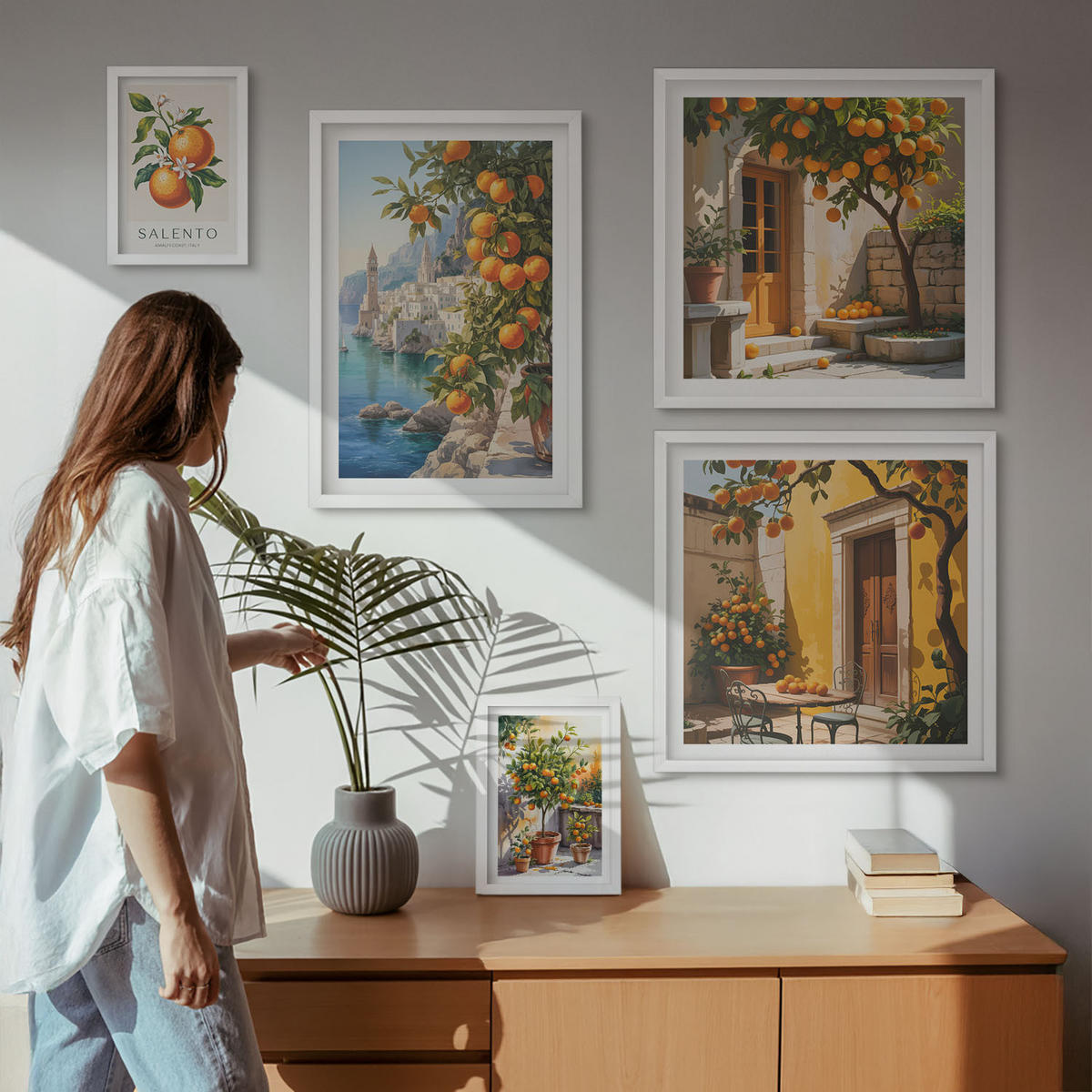 WANDBILDER 5er-Set - 50x50 cm & 20x30 cm & 40x60 cm Weißer Rahmen - Stadtansichten von Gebäuden - Weiß, Kunststoff (40/60cm) - ArtPrintCave