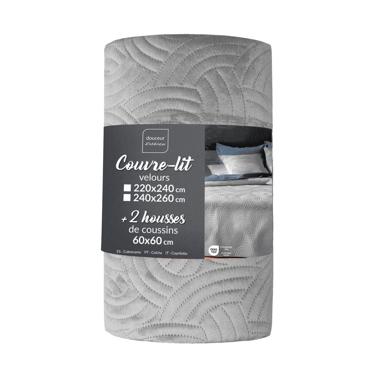 BETTWÄSCHE-SET aus Samt Solange 240/260/0,5 cm - Grau, Textil (260/240cm) - Douceur d´intérieur