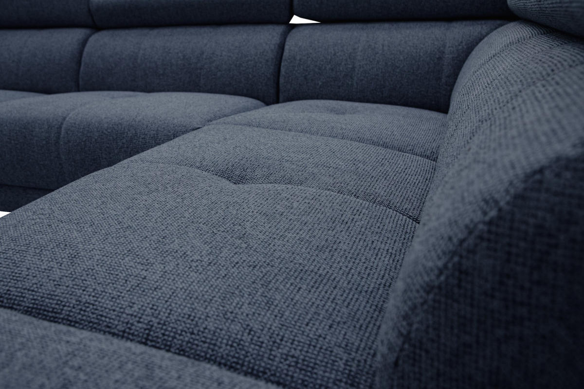 ECKSOFA FIERO 5-Sitzer mit 1 Relaxfunktion, dunkelblau - Dunkelblau, Holzwerkstoff/Textil (290/228cm) - Courtois Laville
