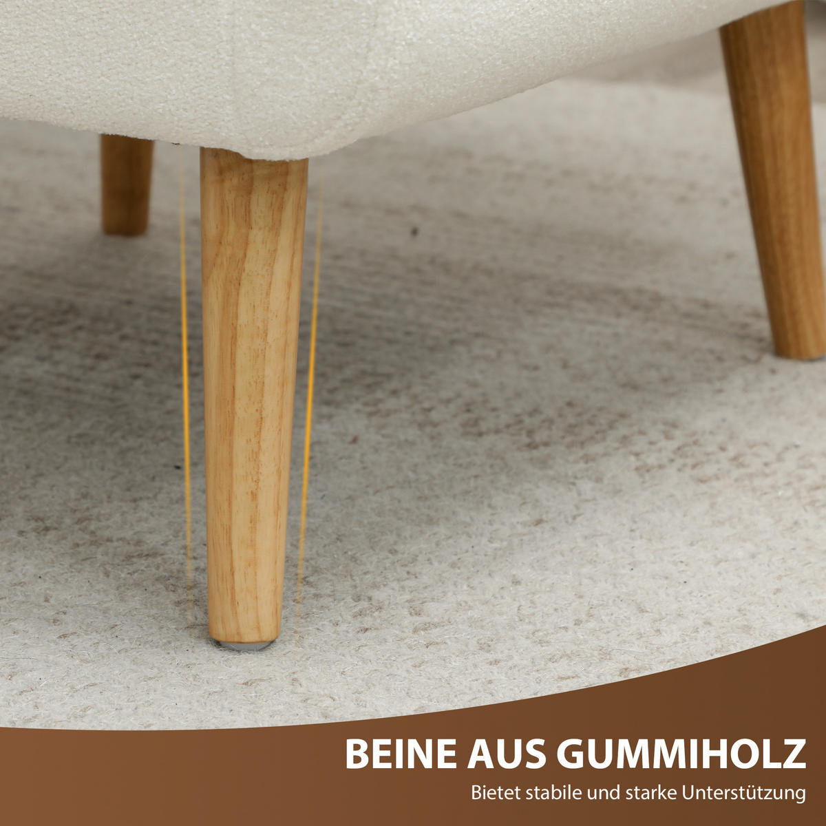SESSEL Wohnzimmer Gepolstert Ohrensessel mit Teddy-Fleece-Optik, Holzbeine Weiß - Weiß, Kunststoff (72/89/75cm) - HOMCOM