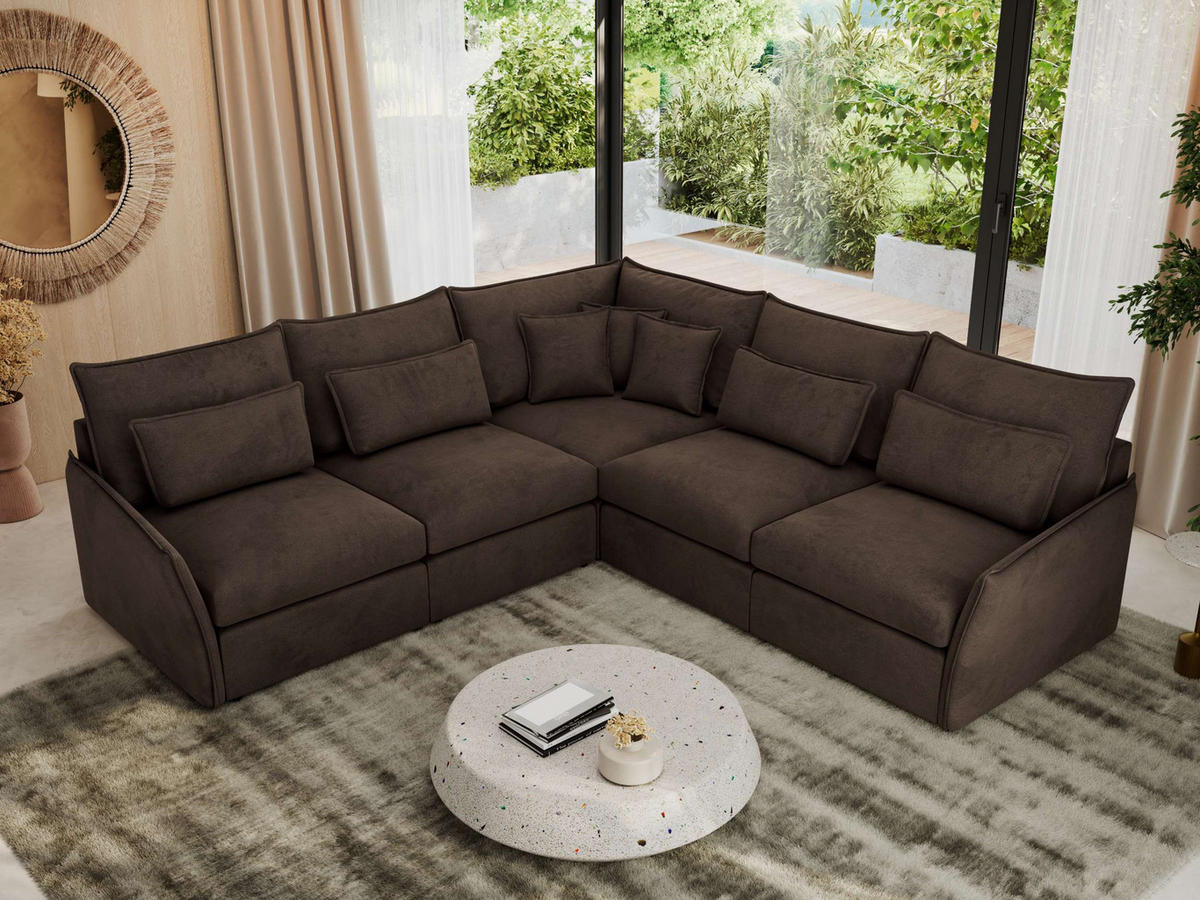ECKSOFA VERSO L Braun Velvet - Schwarz/Braun, Kunststoff/Textil (270/270cm) - MKS