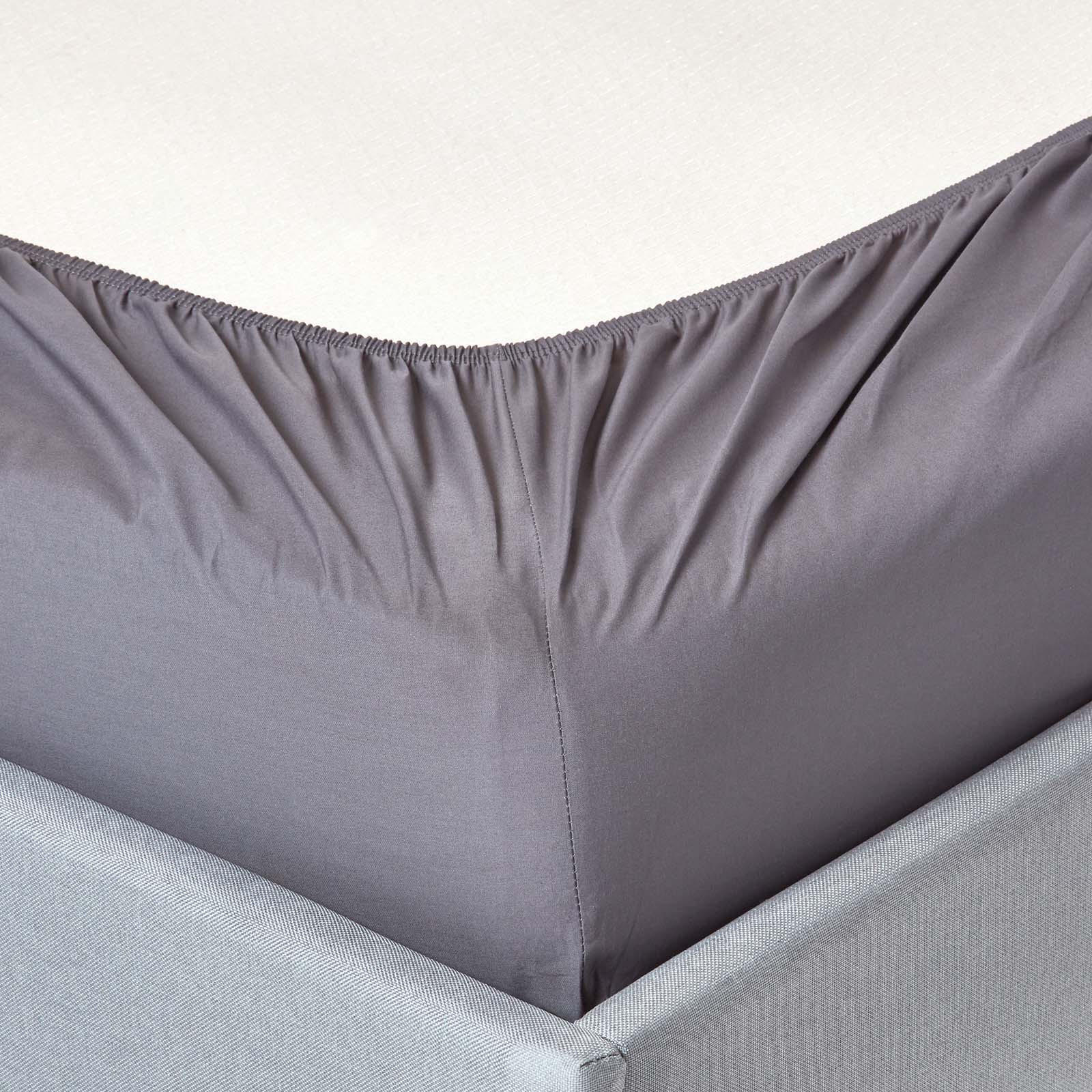 PERKAL-SPANNBETTLAKEN, Ägyptische Baumwolle, Fadendichte 200 - Dunkelgrau, Textil (180/200cm) - Homescapes