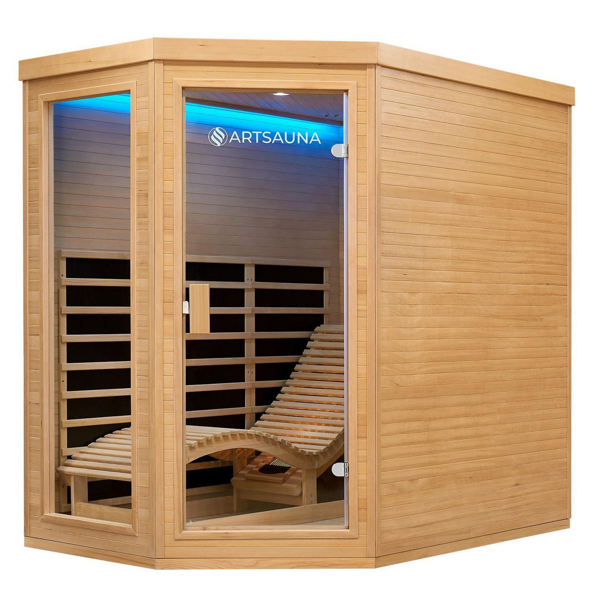 INFRAROTKABINE Kolding mit Triplex-Heizsystem & Hemlockholz - Naturfarben, Holz (130/190/190cm) - Artsauna