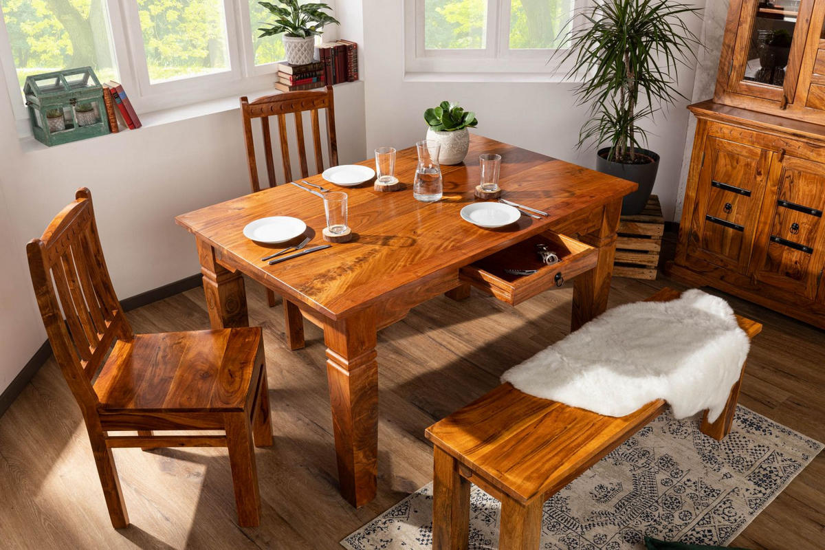 ESSTISCH Akazie 180x90x76 honig lackiert OXFORD #0604 - Braun, Holz (180/90/76cm) - Massivmoebel24