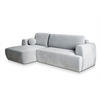 ECKSOFA SENTI K L-S Hellgrau Plüsch-Stoff mit Schlaffunktion - Hellgrau, Holz (246/148cm) - MASSENO