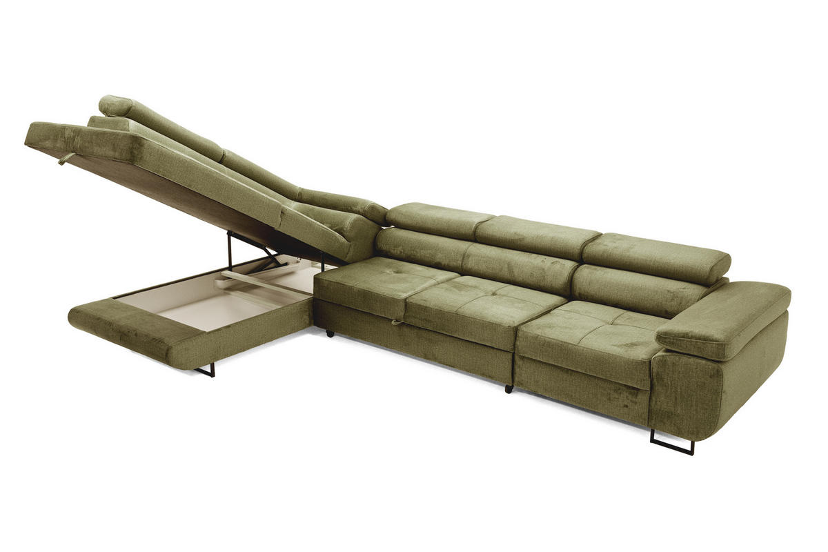 ECKSOFA WILD MAXI Links Hellgrün - Chromfarben/Hellgrün, Holz/Textil (350/203cm) - Muffo