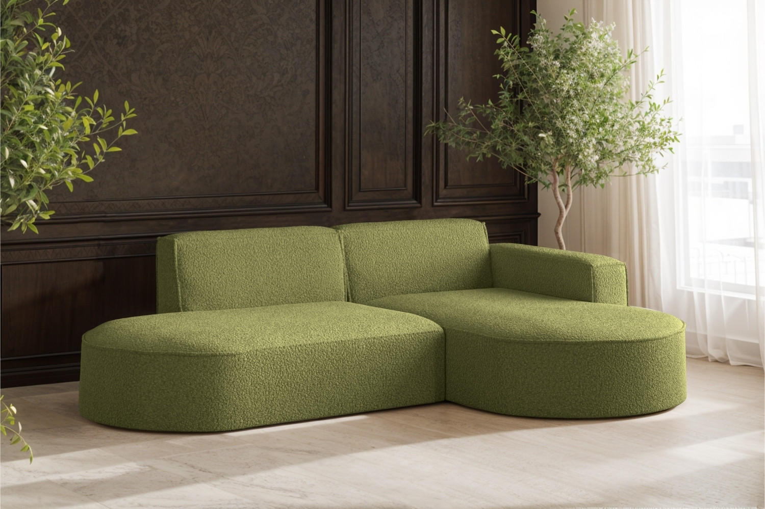 ECKSOFA Modena Studio, Stoff Quelle, Olive Rechts - Olivgrün, Holz (236/165cm) - Kaiser Möbel