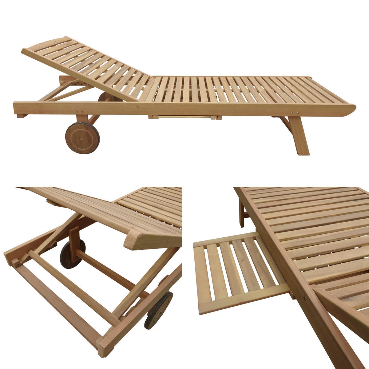 SONNENLIEGE Kanawa - Braun, Holz (64/87/196cm) - Happy Garden