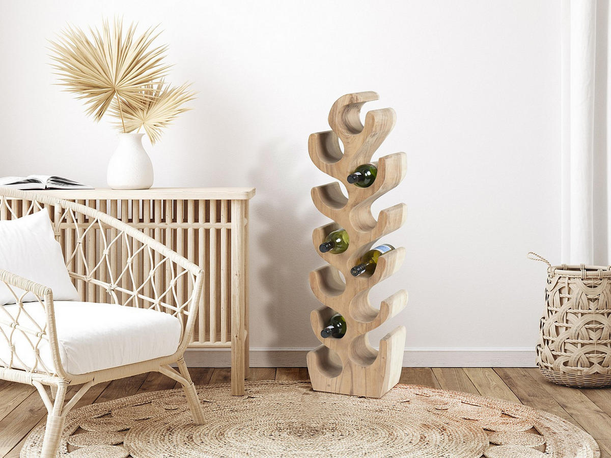 WEINREGAL - 28 cm x 19 cm - Holz, Platte - Naturfarben Hell - GUIMARAS - Naturfarben, Holz (28/100/19cm) - Vente-Unique