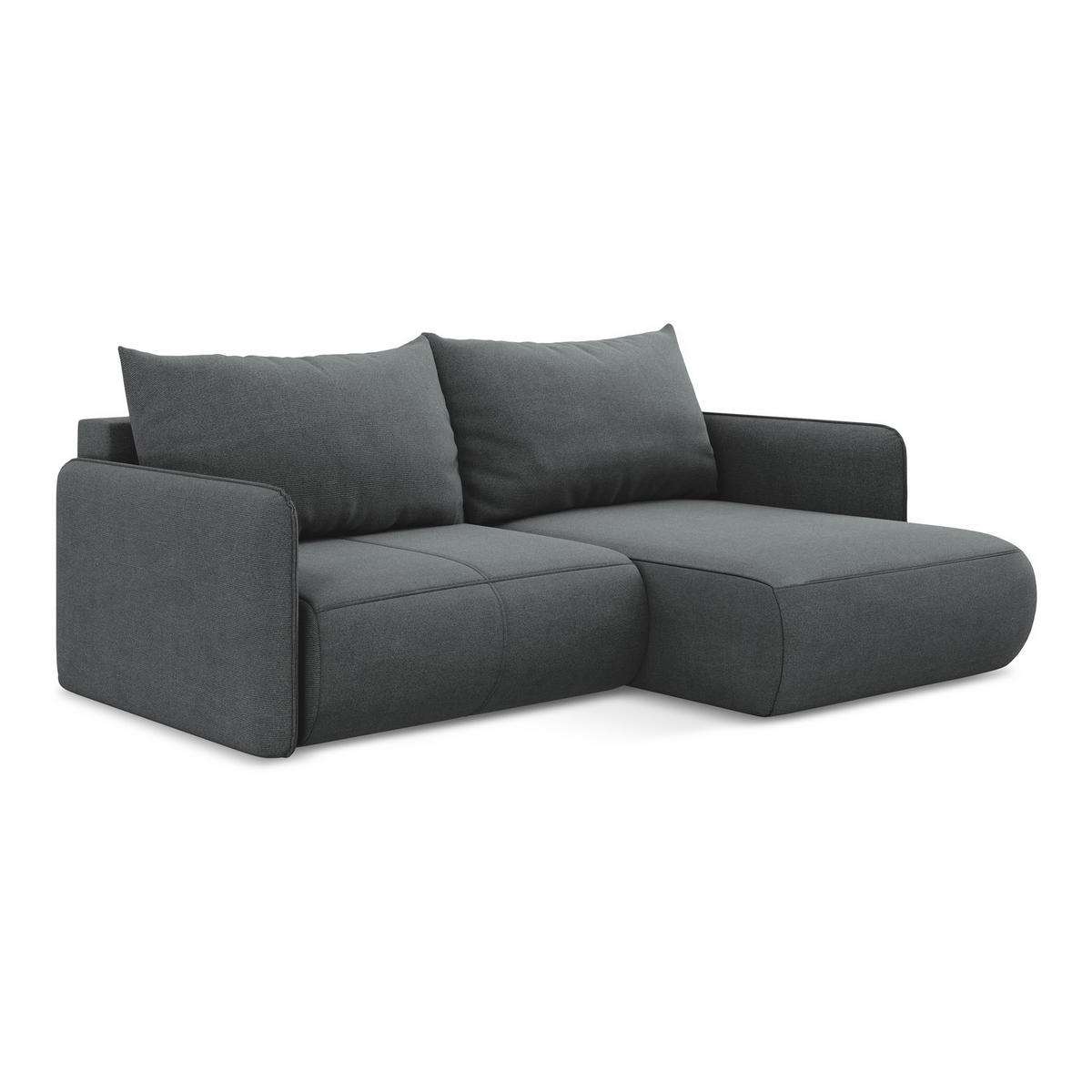 ECKSOFA mit Schlaffunktion Strukturstoff Stoff Grau - Schwarz/Grau, Kunststoff/Textil (207/148cm) - LaMiaSofa