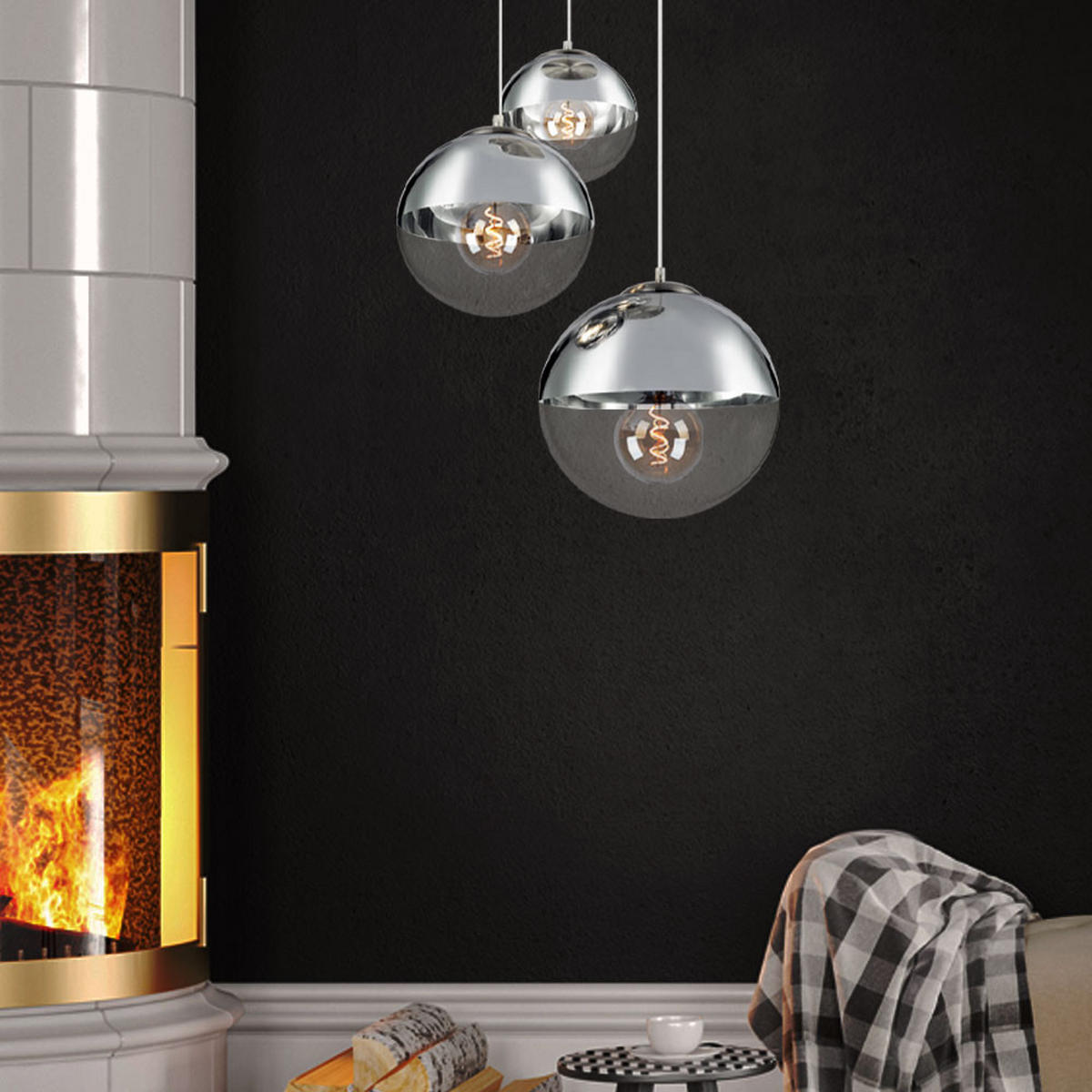 HÄNGELEUCHTE Glas Chrom Silber - Silberfarben, Glas (51/51/120cm) - Globo Lighting