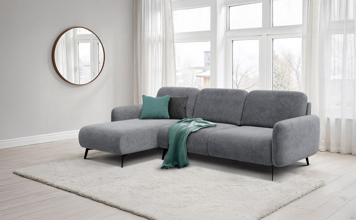ECKSOFA FEBE 4-Sitzer links, grau - Schwarz/Grau, Holz/Textil (264/157cm) - Courtois Laville