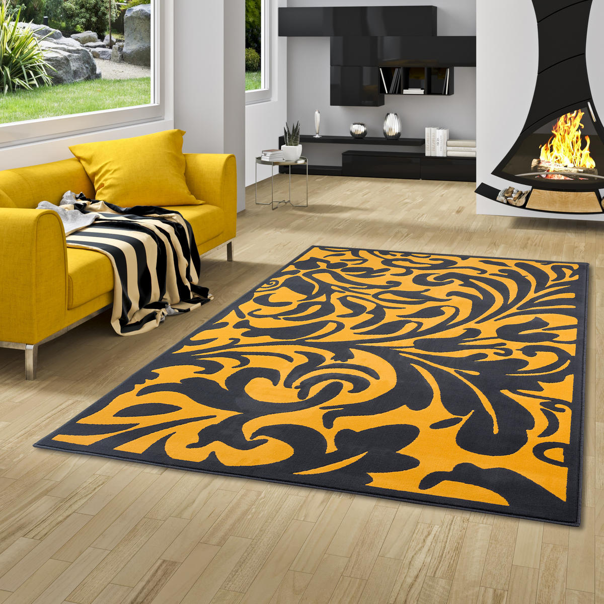 DESIGNER KURZFLOR TEPPICH MODERNE MUSTER - Anthrazit, Textil (120/170cm) - Pergamon