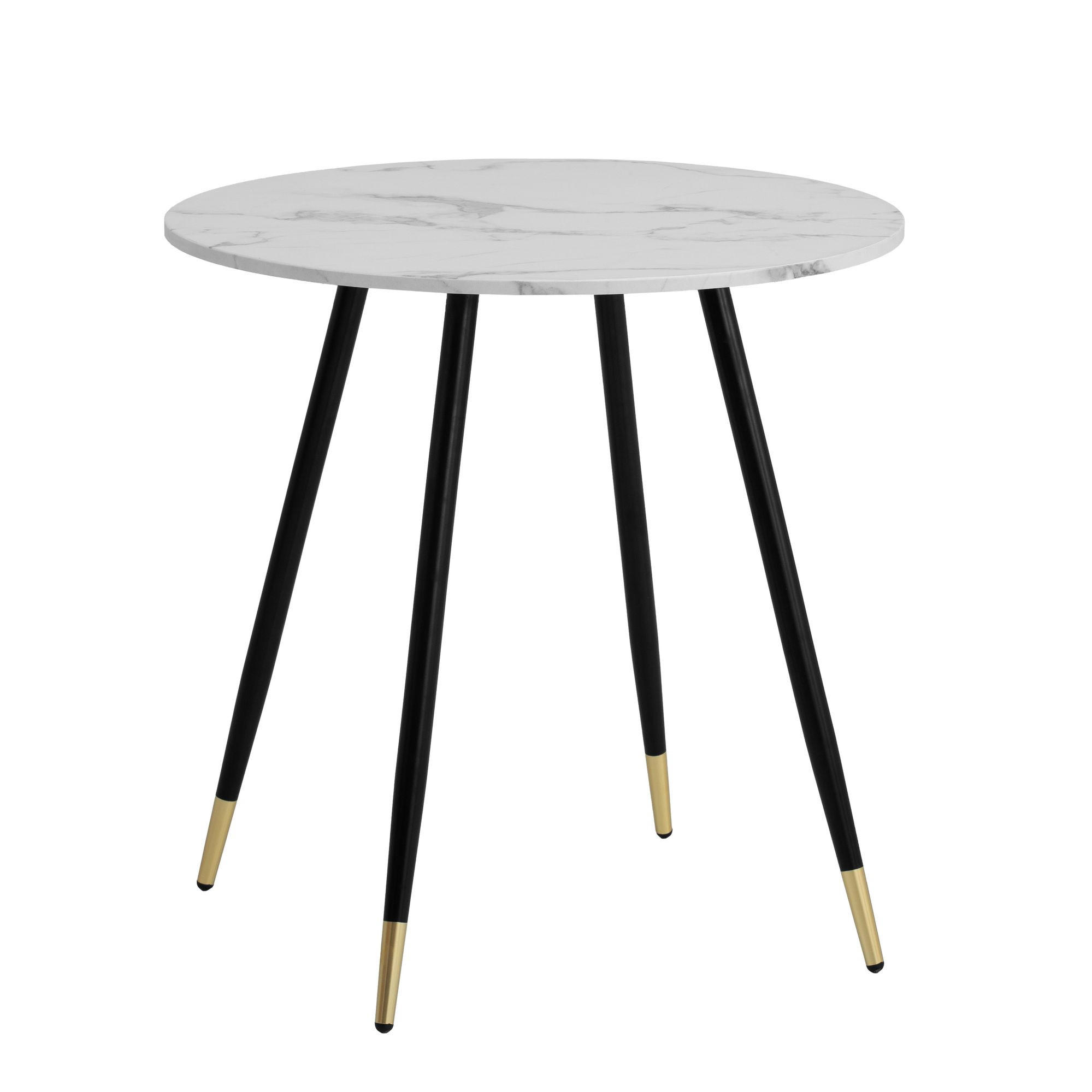 ESSTISCH Marmoroptik Metall Rund Modern, Weiß 75x75x76 cm - Goldfarben/Weiß, Holzwerkstoff/Metall (75/75/76cm) - KADIMA DESIGN
