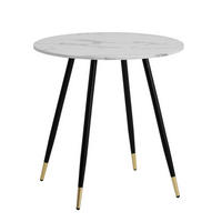 ESSTISCH Marmoroptik Metall Rund Modern, Weiß 75x75x76 cm - Goldfarben/Weiß, Holzwerkstoff/Metall (75/75/76cm) - KADIMA DESIGN