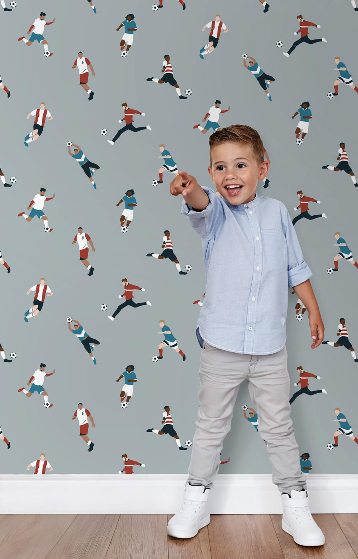 TAPETE Fußballspieler 50 x 900 cm - Blau, Papier (50/0.1cm) - ESTAhome