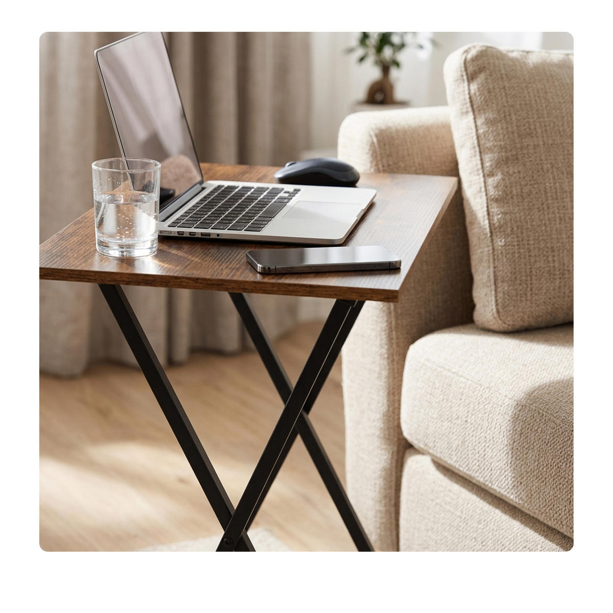BEISTELLTISCH Vintagebraun klappbar - Braun, Holzwerkstoff/Metall (36/48/66.5cm) - Relaxdays