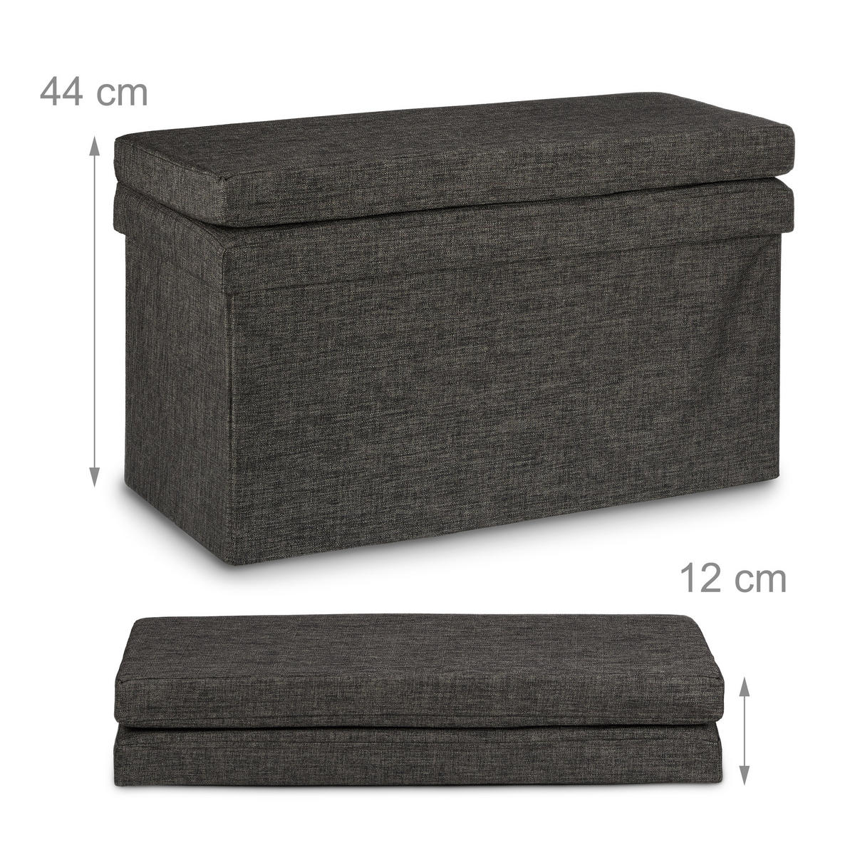 FALTBARER Sitzhocker - Braun, Holzwerkstoff/Textil (76/73/38cm) - Relaxdays