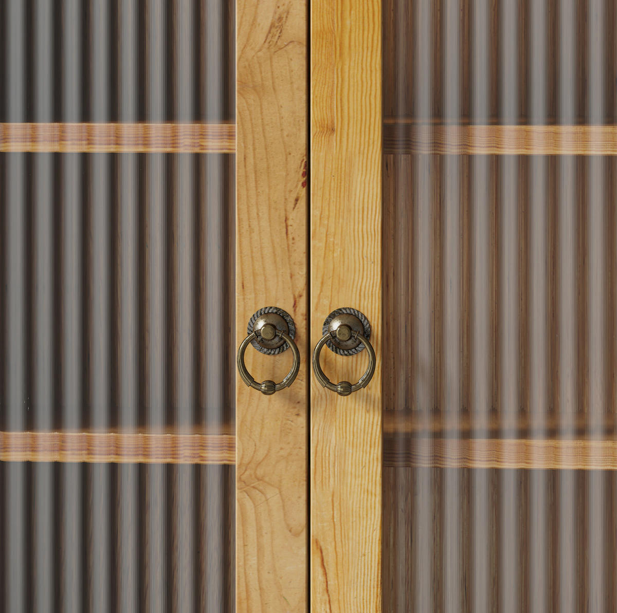 KÜCHENOBERSCHRANK 100/20/80 cm mit 4 Türen, offenen Haken und herausnehmbaren Böden, Massivholz und Glas, Natur - Naturfarben, Holz (100/80/20cm) - Redom