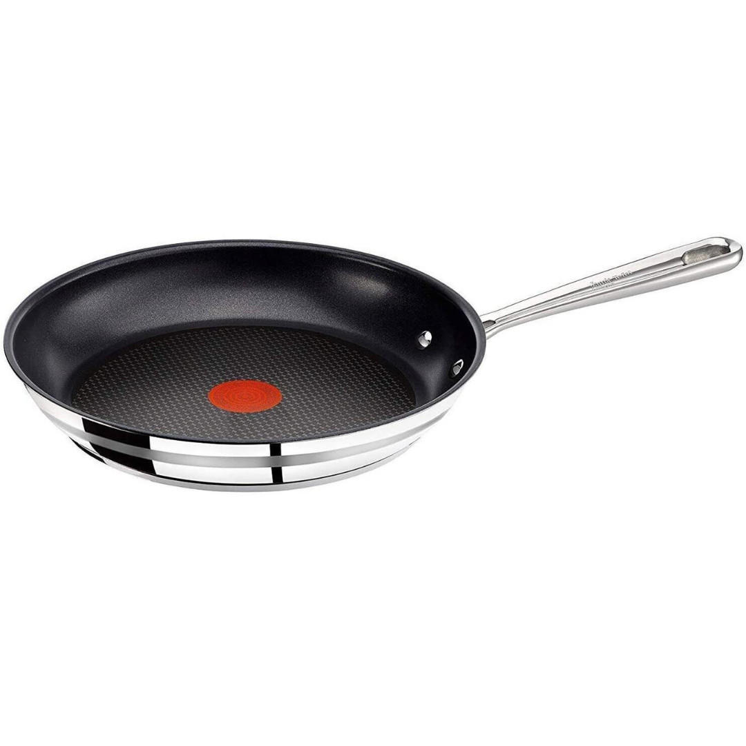 BRATPFANNE Jamie Oliver 28 cm Edelstahl induktionsgeeignet Antihaftversiegelung ofenfest - Silberfarben/Schwarz, Metall (28cm) - Tefal