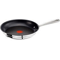 BRATPFANNE Jamie Oliver 28 cm Edelstahl induktionsgeeignet Antihaftversiegelung ofenfest - Silberfarben/Schwarz, Metall (28cm) - Tefal