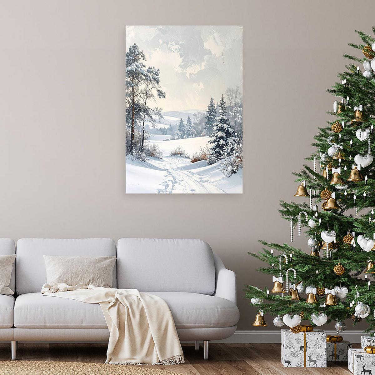 LEINWANDBILD Weihnachten 80x120cm - Weiß, Textil (80/120cm) - Feeby