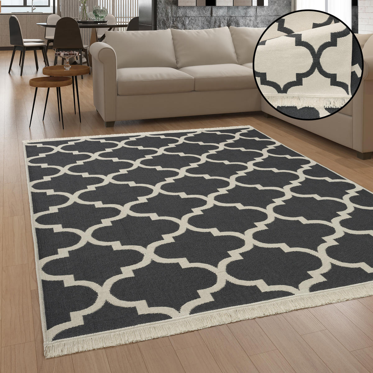KURZFLORTEPPICH 60/180 cm Skandi 147 - Anthrazit, Textil (60/180cm) - Paco Home