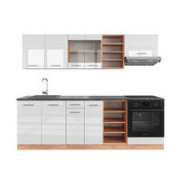 KÜCHENZEILE R-Line Weiß Hochglanz/Goldkraft Eiche 240 cm, AP Anthrazit - Weiß Hochglanz/Eiche Wotan, Holzwerkstoff (240/81.6/60cm) - Vicco