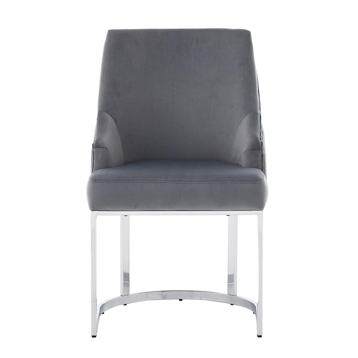 ESSZIMMERSTÜHLE 2er-Set Samt Silber Metall Grau - Silberfarben/Grau, Textil (59/89/55cm) - FLIEKS