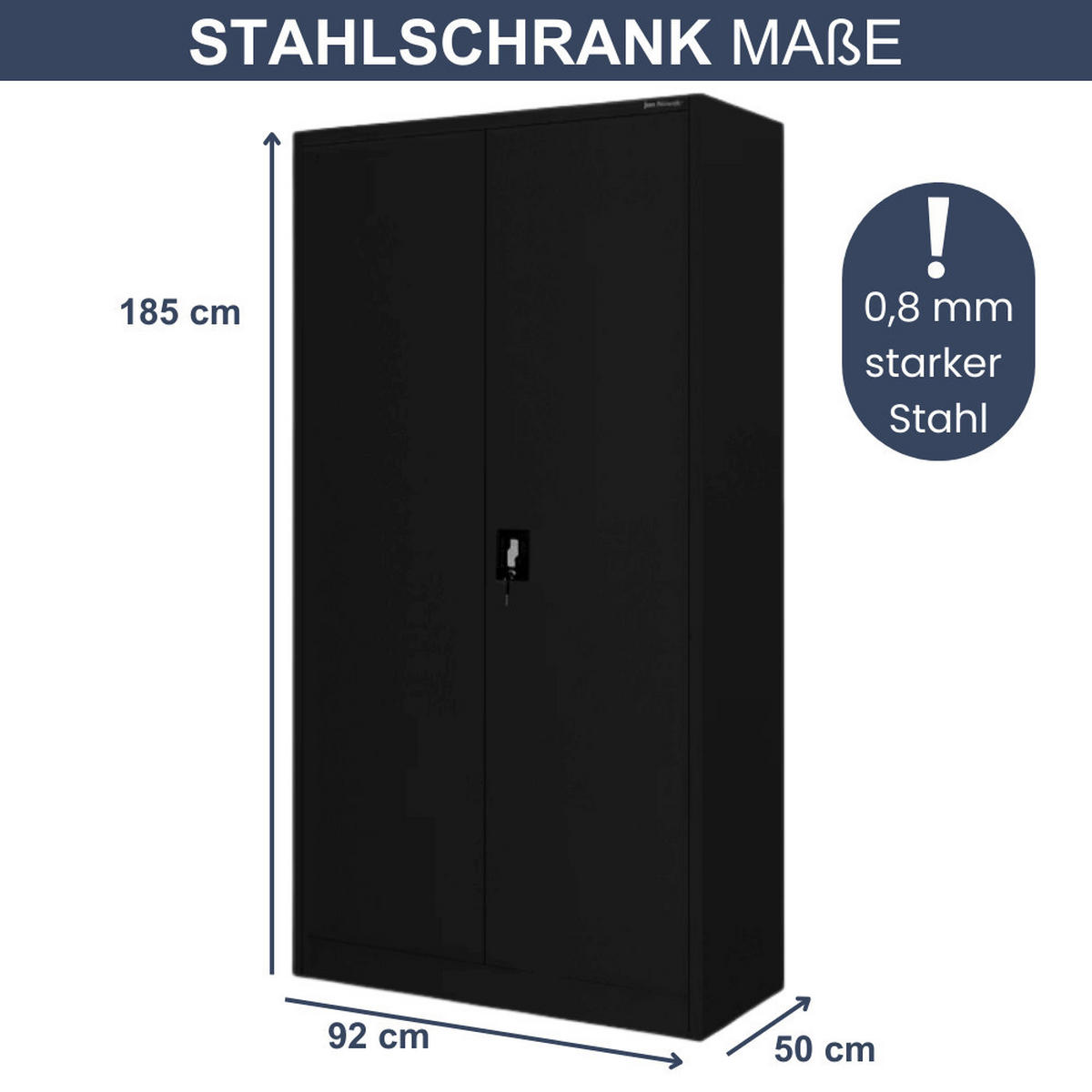 WERKZEUGSCHRANK mit Lochwand KESU 185x92x50cm Schwarz - Schwarz, Metall (92/185/50cm) - DELUKE