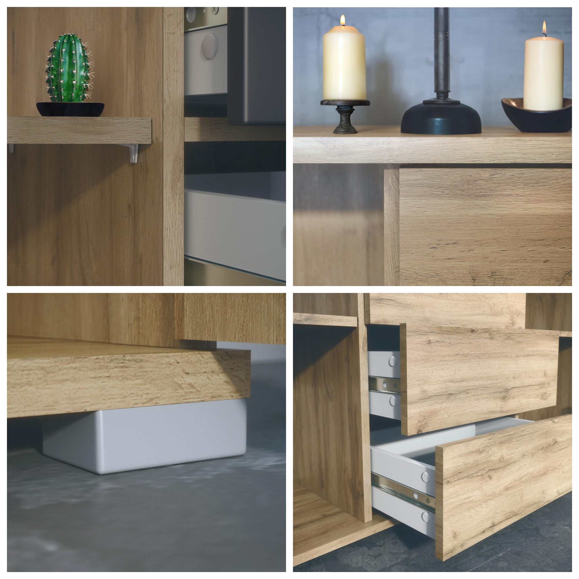 Vladon Sideboard Anthrazit 138.5x75.5x35 cm