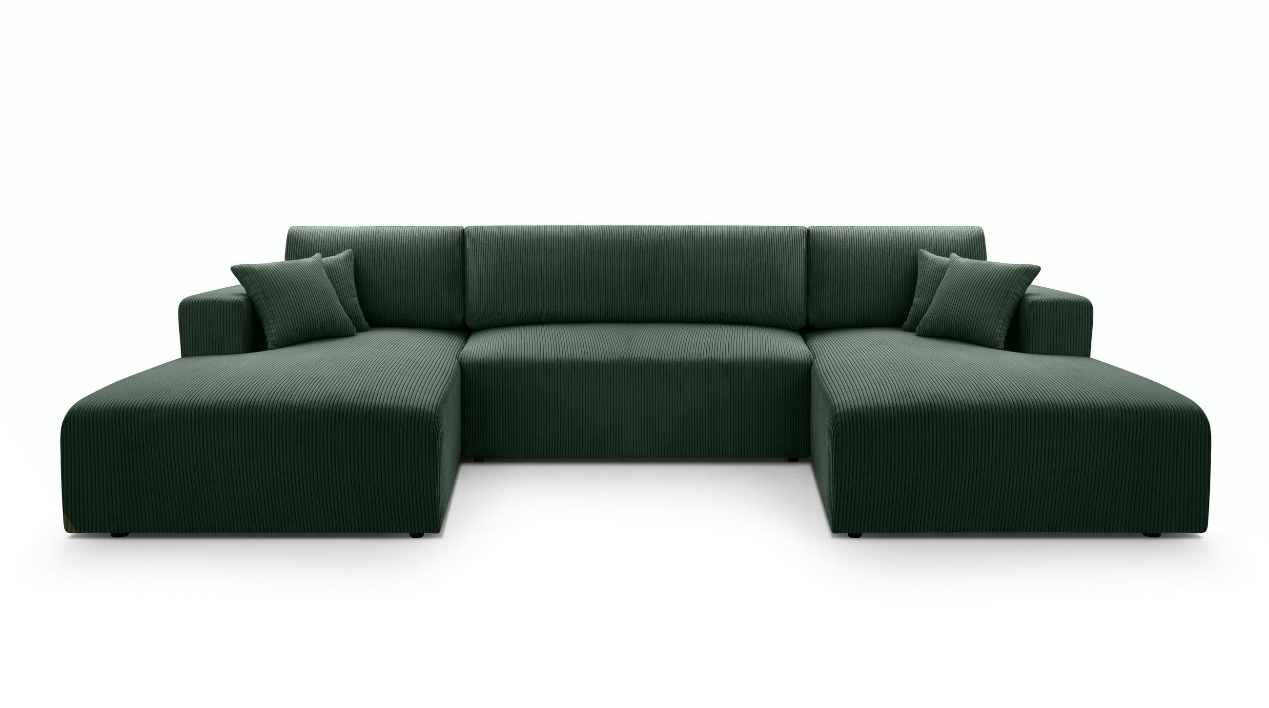 WOHNLANDSCHAFT Catea Grün 364/145/85 cm mit Schlaffunktion - Schwarz/Grün, Kunststoff/Textil (364/84/145cm) - AX Living