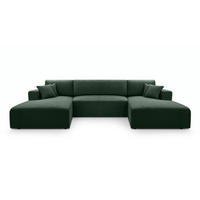 WOHNLANDSCHAFT Catea Grün 364/145/85 cm mit Schlaffunktion - Schwarz/Grün, Kunststoff/Textil (364/84/145cm) - AX Living