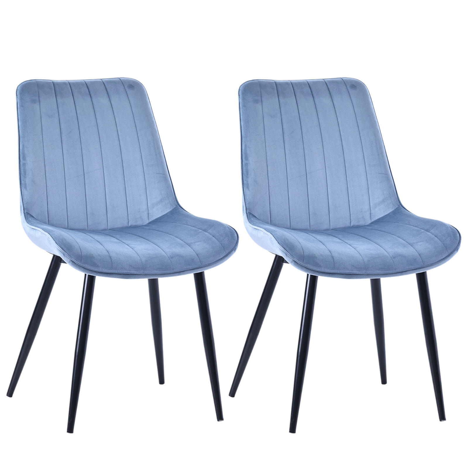 STUHL-SET 2 Stück aus Samt in Modernem Stil-YZ1 - Blau, Textil/Metall (53/88/62.5cm) - HOMAVO