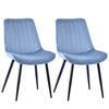 STUHL-SET 2 Stück aus Samt in Modernem Stil-YZ1 - Blau, Textil/Metall (53/88/62.5cm) - HOMAVO