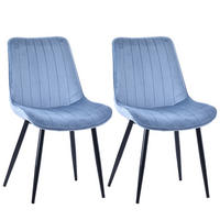 STUHL-SET 2 Stück aus Samt in Modernem Stil-YZ1 - Blau, Textil/Metall (53/88/62.5cm) - HOMAVO